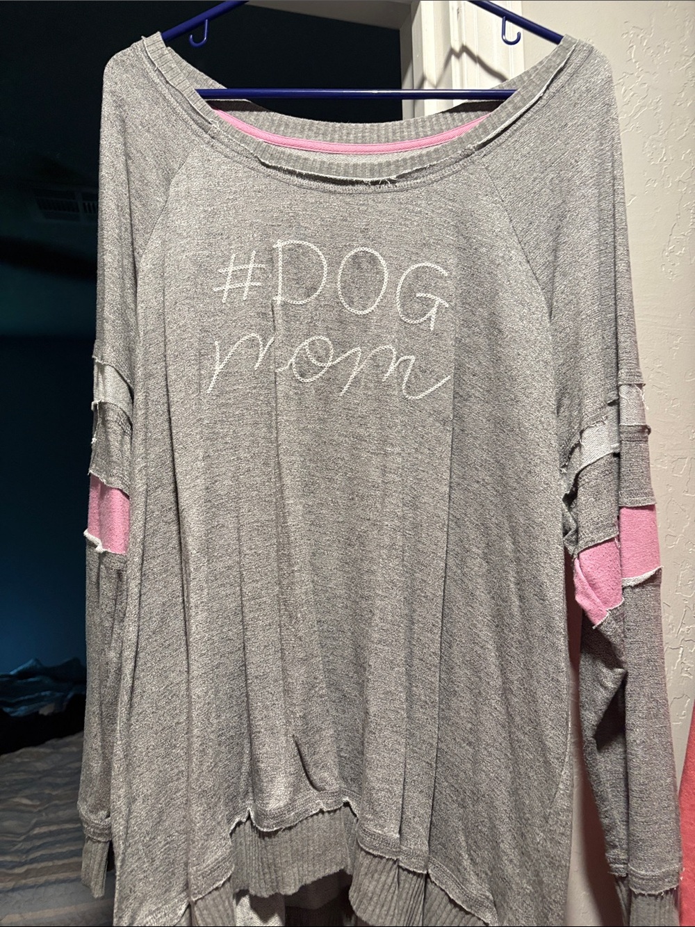 Maurices Gray 'DOG mom' Scoop Neck Sweater with Pink Accents